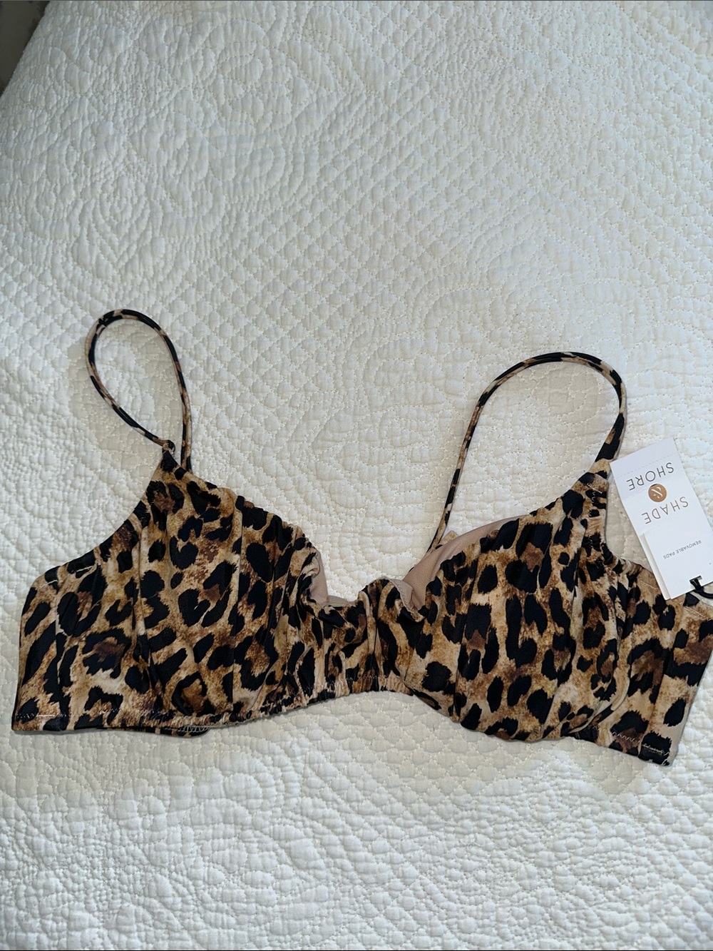 Shade & Shore Leopard Print Underwire Bra - Black & Tan
